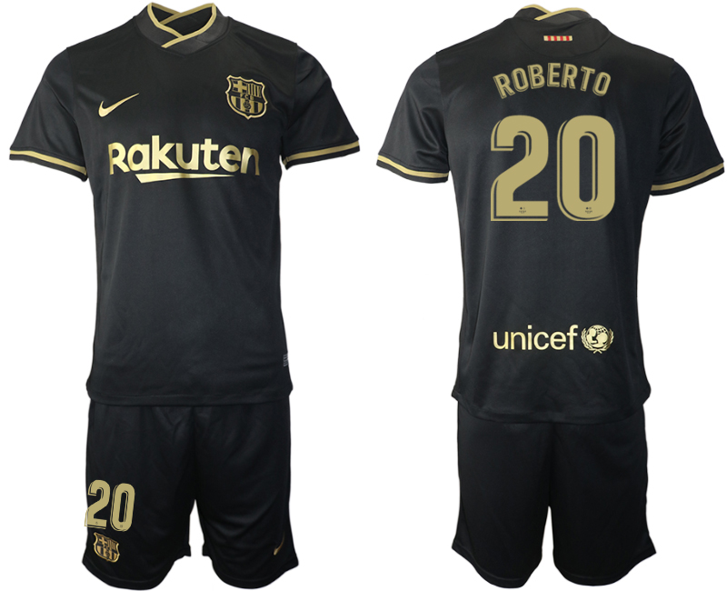 Men 2020-2021 club Barcelona away #20 black Soccer Jerseys